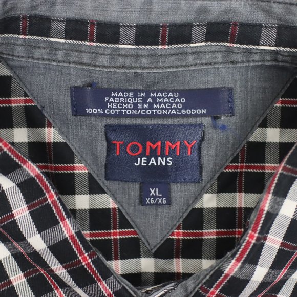 Tommy Hilfiger Jeans Mens XL Plaid Long Sleeve Button Shirt - Picture 5 of 5